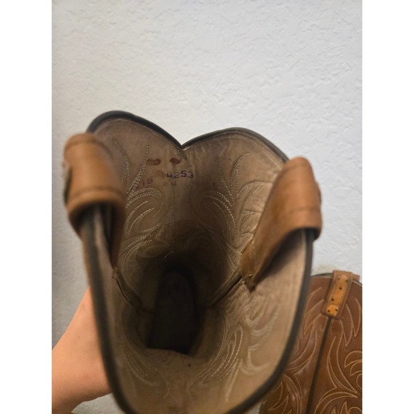 Women's Ostrich Leather Cowboy Boots Tan Western Style - Picture 8 of 10